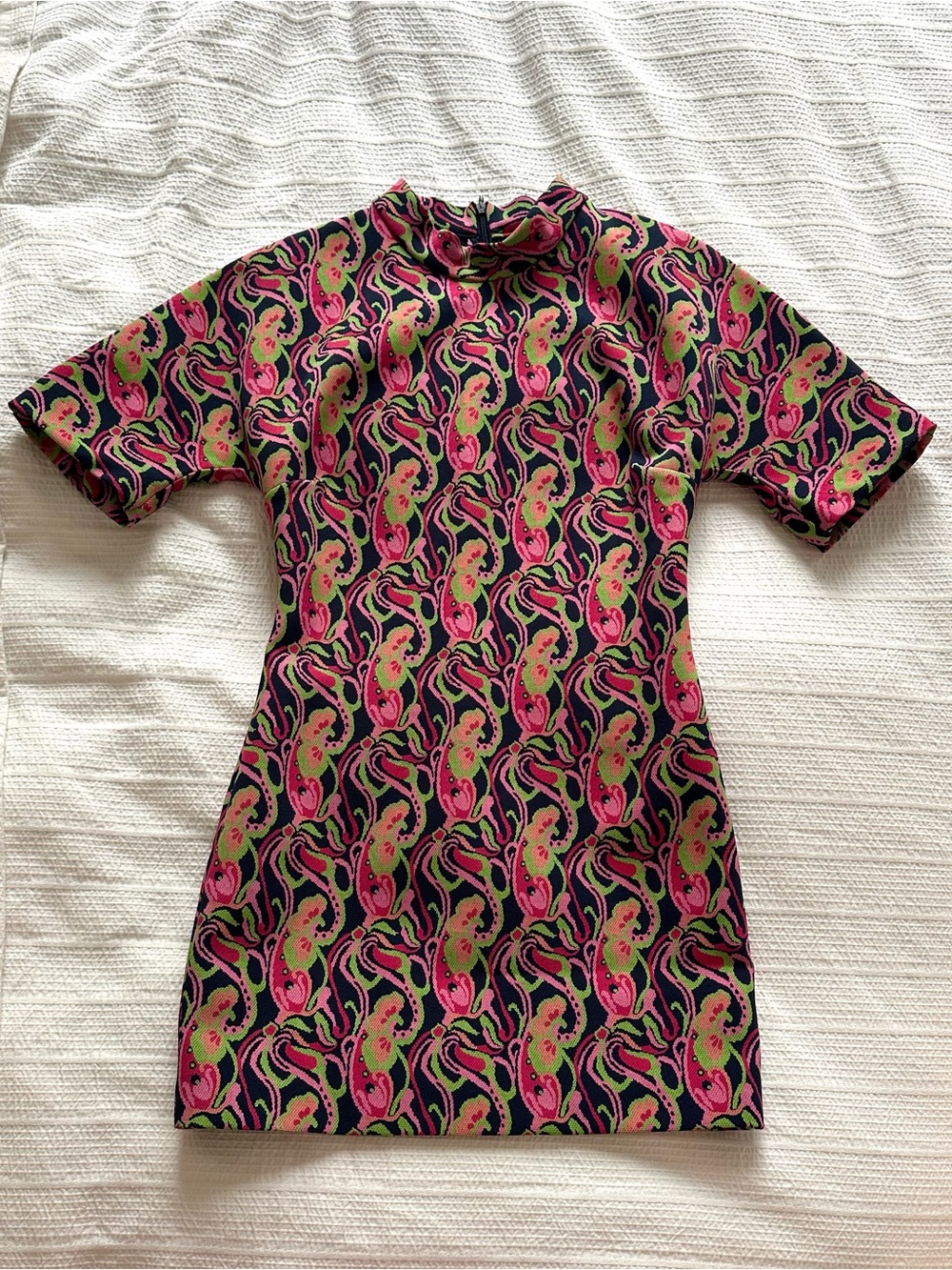 Zara Professional Mini Dress with Pink & Green Paisley Print